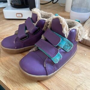 Ten Little Purple Kids Shoes with Faux Fur Lining